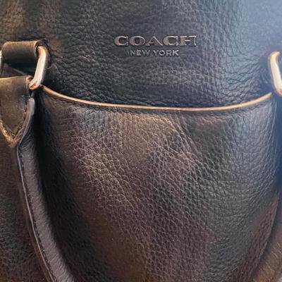 Coach Pebbled Leather Business Tote – Black, Unisex, Sleek & Spacious