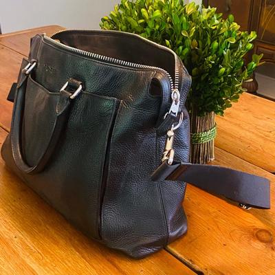Coach Pebbled Leather Business Tote – Black, Unisex, Sleek & Spacious