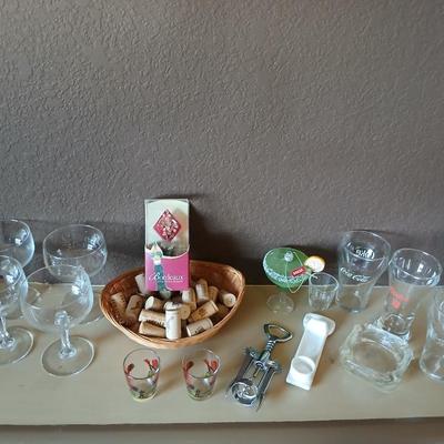 Mixed Barware & Drinkware - Shot glasses - Stemware - Wind cork puller and corks - and more!