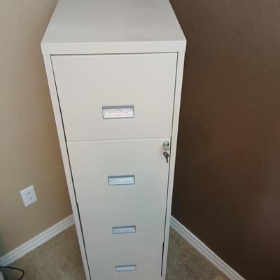 W.P. Johnson Company 4-Drawer Vertical File Cabinet – Locking, Metal, beige with keys!