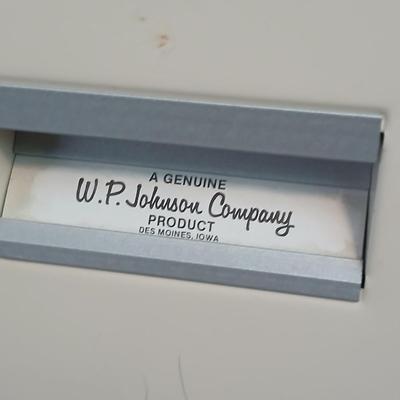 W.P. Johnson Company 4-Drawer Vertical File Cabinet – Locking, Metal, beige with keys!