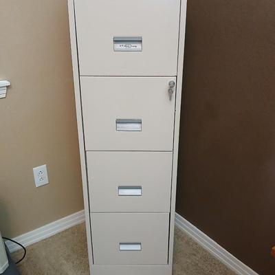 W.P. Johnson Company 4-Drawer Vertical File Cabinet – Locking, Metal, beige with keys!