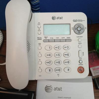 Office Desk Lot – Wall Clock, AT&T Phone, Supplies & More