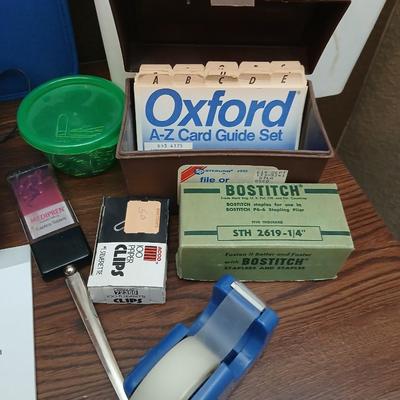 Office Desk Lot – Wall Clock, AT&T Phone, Supplies & More