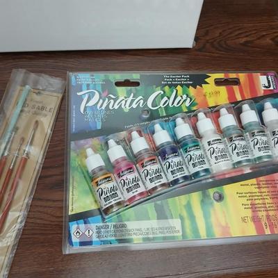 Art Supplies Bundle – Canvases, Acrylic Paints & Jacquard Piñata Alcohol Ink Set, Brushes & More