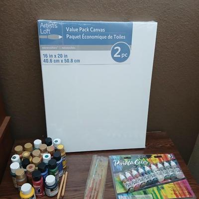 Art Supplies Bundle – Canvases, Acrylic Paints & Jacquard Piñata Alcohol Ink Set, Brushes & More