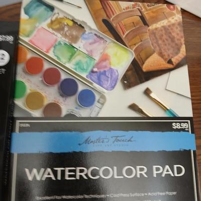 Watercolor Art Supply Lot – Paints, Pads, Brushes, Bag & More