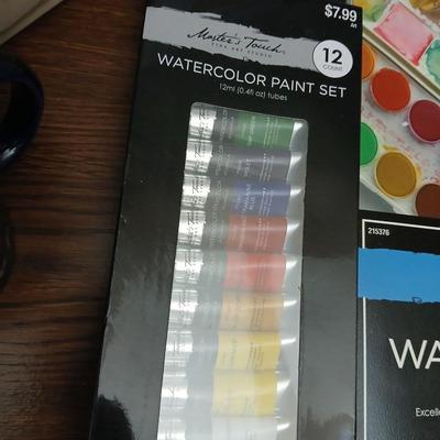 Watercolor Art Supply Lot – Paints, Pads, Brushes, Bag & More