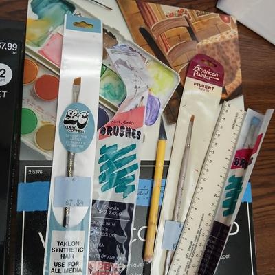 Watercolor Art Supply Lot – Paints, Pads, Brushes, Bag & More
