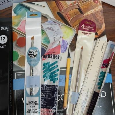 Watercolor Art Supply Lot – Paints, Pads, Brushes, Bag & More