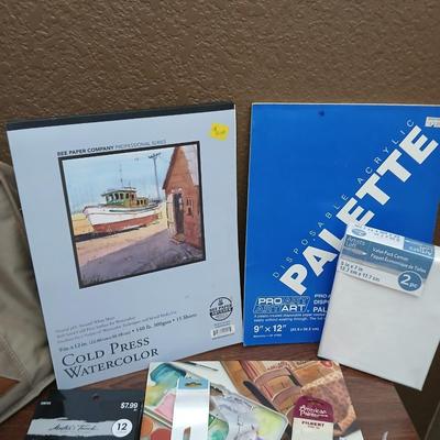 Watercolor Art Supply Lot – Paints, Pads, Brushes, Bag & More