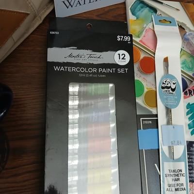 Watercolor Art Supply Lot – Paints, Pads, Brushes, Bag & More