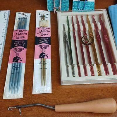 Knitting, Crochet & Sewing Tool Lot – Hooks, Shears, Tote & More