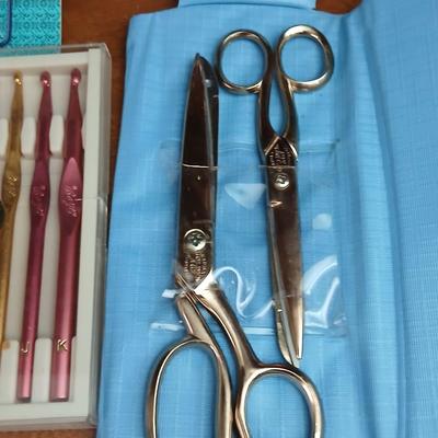 Knitting, Crochet & Sewing Tool Lot – Hooks, Shears, Tote & More