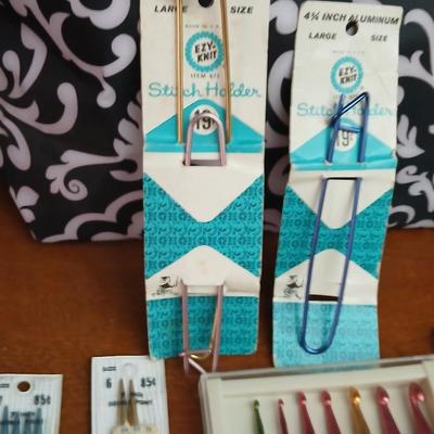 Knitting, Crochet & Sewing Tool Lot – Hooks, Shears, Tote & More