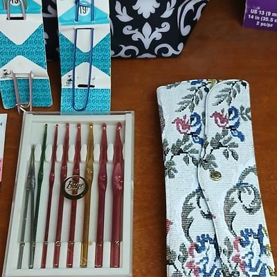 Knitting, Crochet & Sewing Tool Lot – Hooks, Shears, Tote & More