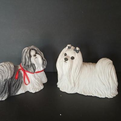 Lot of 2 Long-Haired Dog Figurines – Shih Tzu & Maltese