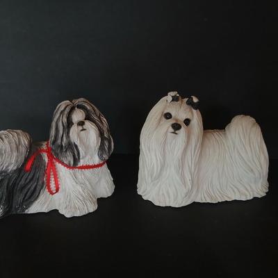 Lot of 2 Long-Haired Dog Figurines – Shih Tzu & Maltese