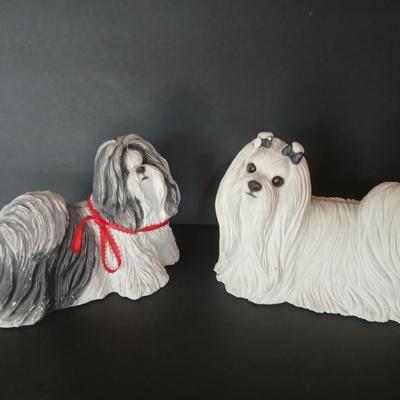 Lot of 2 Long-Haired Dog Figurines – Shih Tzu & Maltese
