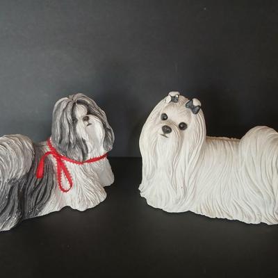 Lot of 2 Long-Haired Dog Figurines – Shih Tzu & Maltese