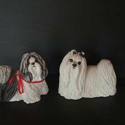 Lot of 2 Long-Haired Dog Figurines – Shih Tzu & Maltese