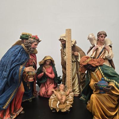 LOT 74: Nativity Scene Including Mary, Joseph, Baby Jesus, Sheppard Boy, and Three Kings