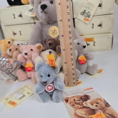 LOT 79: Multiple Mini Steiff Bears All with Original Boxes and Their Big Brother