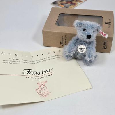 LOT 80: Steiff Replica of 1880 Felt Elephant, Fairy Bear, Wool Pompom Bird, Red Bear, and Steiff Cub Teddy Bear in it's Original Box