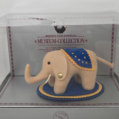 LOT 80: Steiff Replica of 1880 Felt Elephant, Fairy Bear, Wool Pompom Bird, Red Bear, and Steiff Cub Teddy Bear in it's Original Box