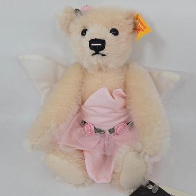LOT 80: Steiff Replica of 1880 Felt Elephant, Fairy Bear, Wool Pompom Bird, Red Bear, and Steiff Cub Teddy Bear in it's Original Box