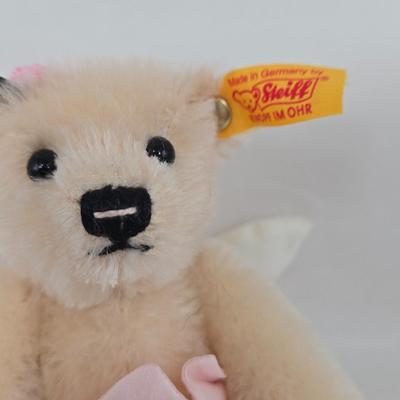 LOT 80: Steiff Replica of 1880 Felt Elephant, Fairy Bear, Wool Pompom Bird, Red Bear, and Steiff Cub Teddy Bear in it's Original Box