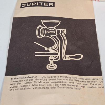 LOT 82: Two Jupiter Meat Grinders and Moulinex Hand-Cranked Food Slicer
