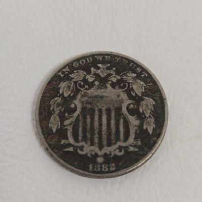 LOT 106: Ten Liberty V Nickels and 1882 Shield Nickel