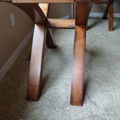 Modern Glass-Top Accent / Sofa Table with Sculptural Wood Base