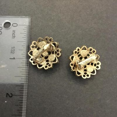 Super cute, vintage, multicolored bronze, toned clip on earrings Sarah Coventry