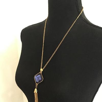Blue sapphire tassel necklace
