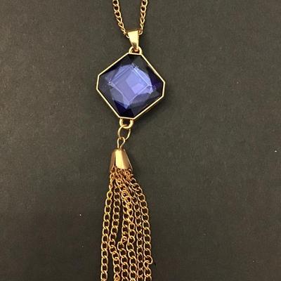 Blue sapphire tassel necklace