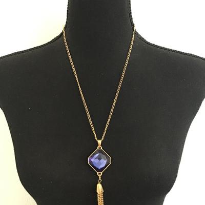 Blue sapphire tassel necklace