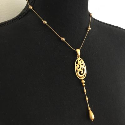 Vintage and Klein, gold toned satin gold toned station necklace