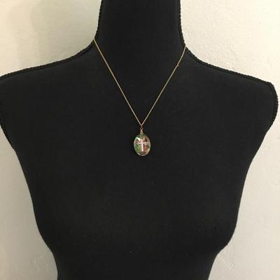 Beautiful vintage, aurora borealis rainbow crystal cross necklace