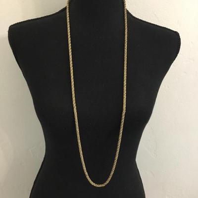 Vintage very nice gold and silver toned rope chain necklace