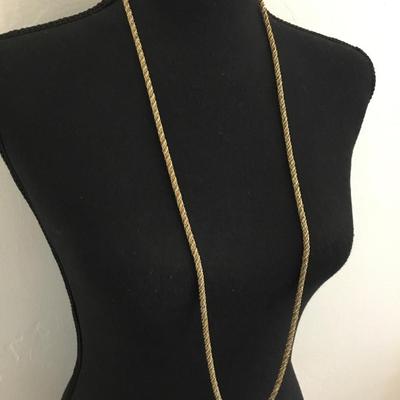 Vintage very nice gold and silver toned rope chain necklace