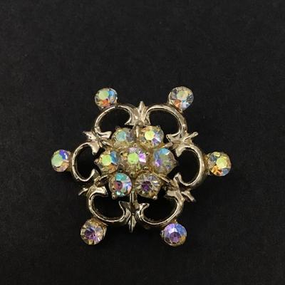 Vintage Iridescent star stone brooch