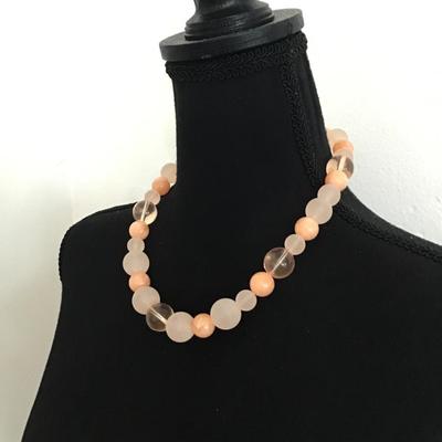 Large chunky peach colored beaded necklace