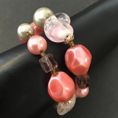 Pink vintage beaded wrap bracelet