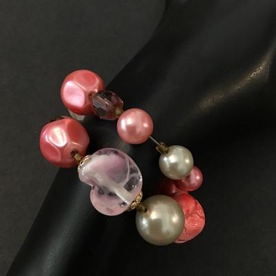 Pink vintage beaded wrap bracelet