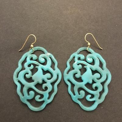 Cute turquoise, blue acrylic, statement, earrings