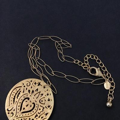 Vintage Chicos satin gold toned pendant necklace