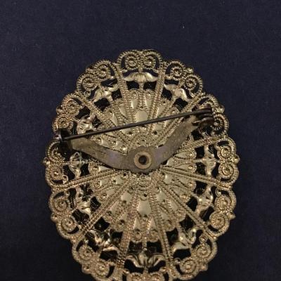Vintage west Germany gold Filagree brooch