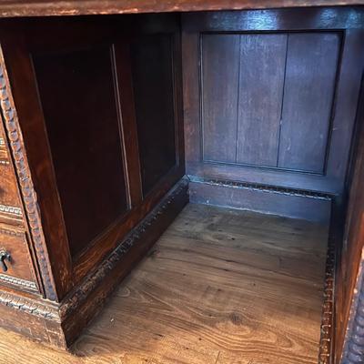 Large Exquisitely Carved Roll Top Desk Imported From Scotland (LR-RG)